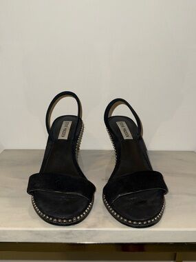 Steve Madden Black Suede Studded Slingback Sandals